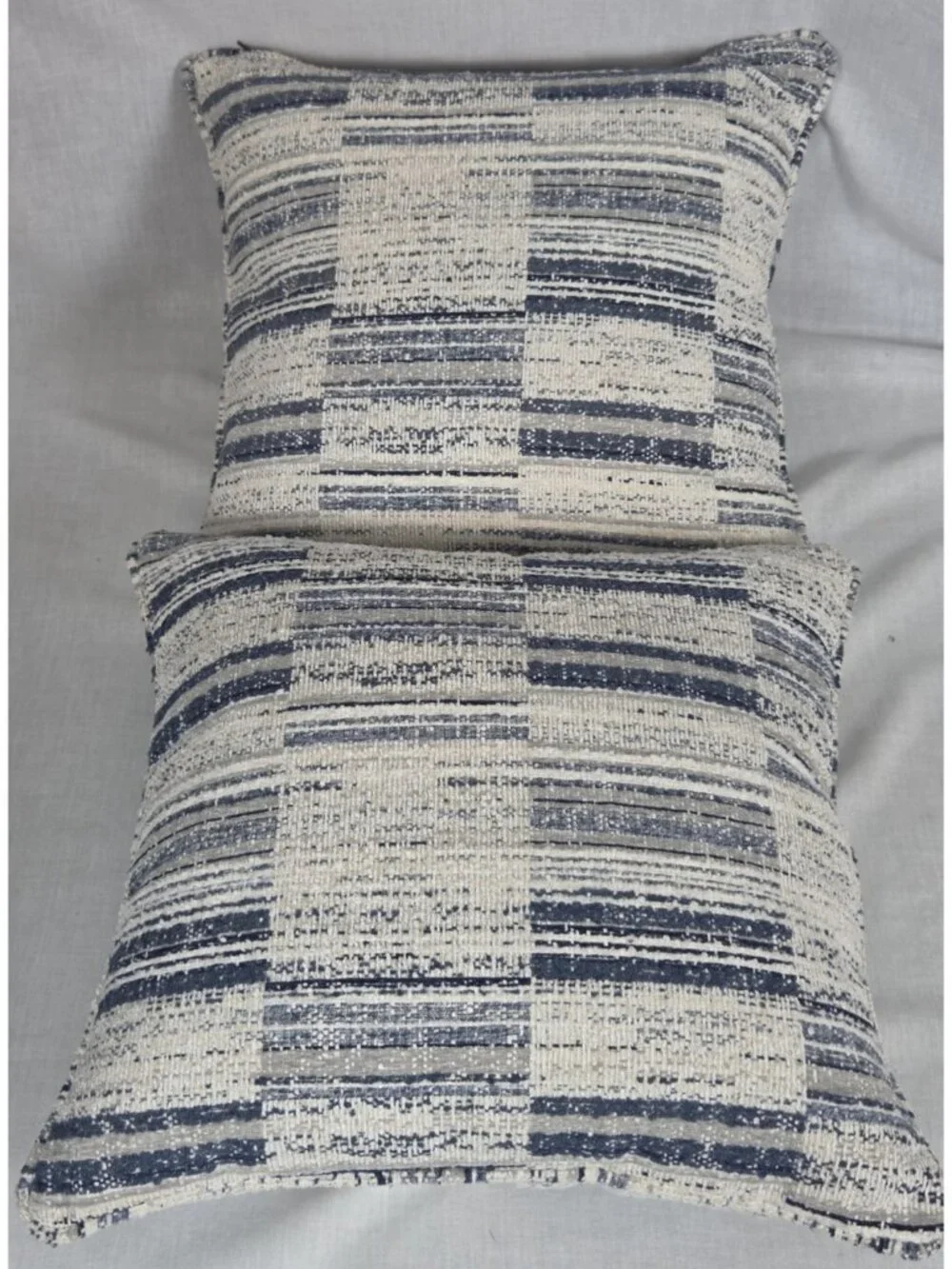 Set of 2 Throw Pillows Blue, Gray, Cream Square Cushion NWOT Home Decor 18x18